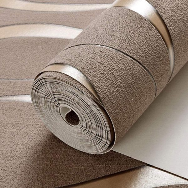 Papel Tapiz Hr7715 Lineas Textura Moderno Cafe Dorado 3d - Image 3