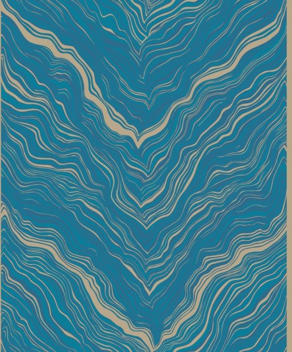 Papel Tapiz 16c3005 5m2 Suede Marmol 3d Azul Dorado Sala