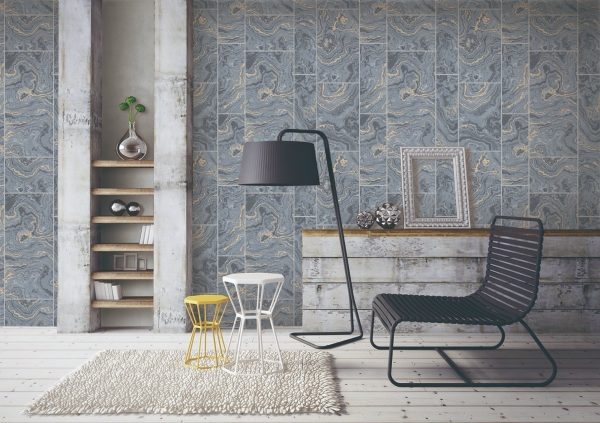 Papel Tapiz 16c4002 5m2 Suede Marmol 3d Gris Dorado Sala - Image 2