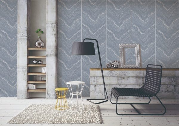Papel Tapiz 16c3002 5m2 Suede Marmol 3d Gris Plata Sala - Image 2