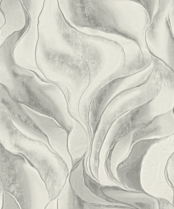 Papel Tapiz Ms170805 Wallpaperdeco Marmol Ondas Gris Claro
