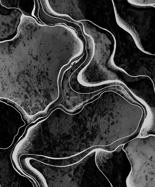 Papel Tapiz Ms171205 Wallpaperdeco Marmol Negro Plata