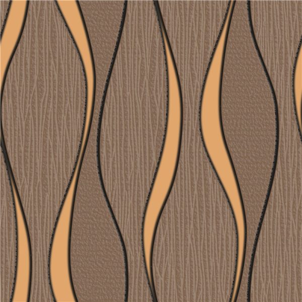 Papel Tapiz Hr7715 Lineas Textura Moderno Cafe Dorado 3d