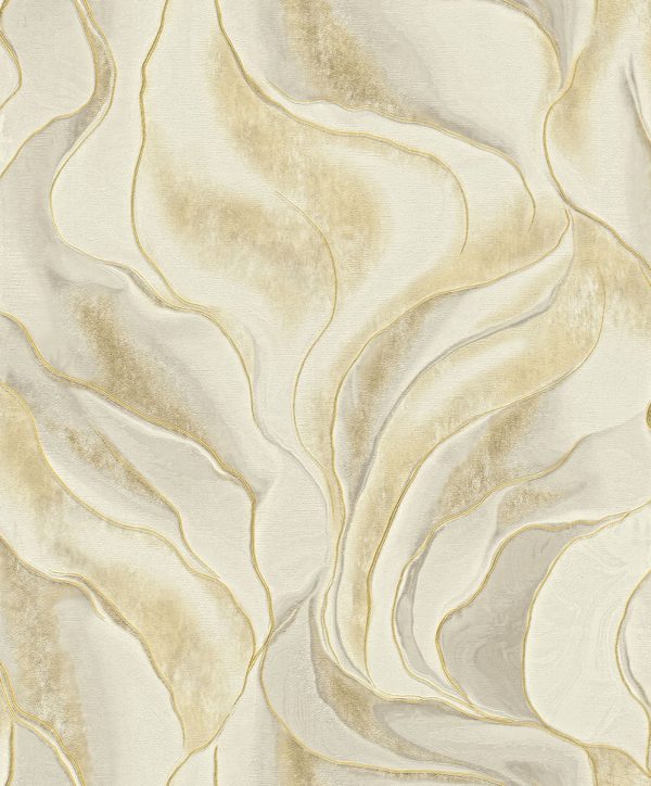 Papel Tapiz Ms170804 Wallpaperdeco Marmol Ondas Beige Gris