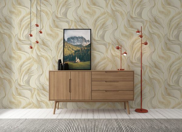 Papel Tapiz Ms170804 Wallpaperdeco Marmol Ondas Beige Gris - Image 2