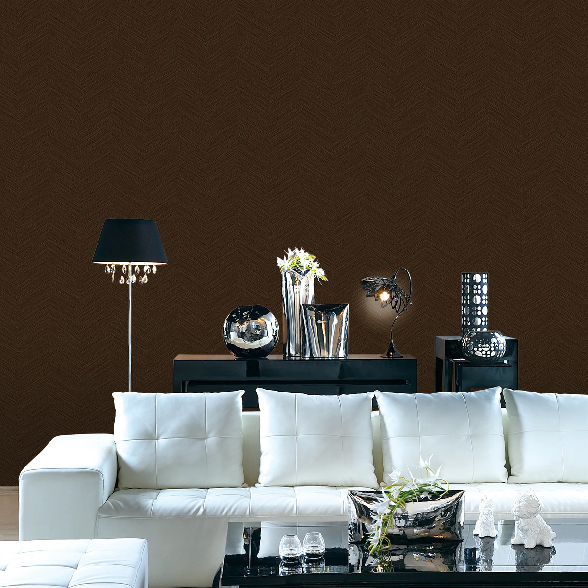 Papel Tapiz Lp261408 5m2 Textura Figura Chevron Cafe Obscuro - Image 2