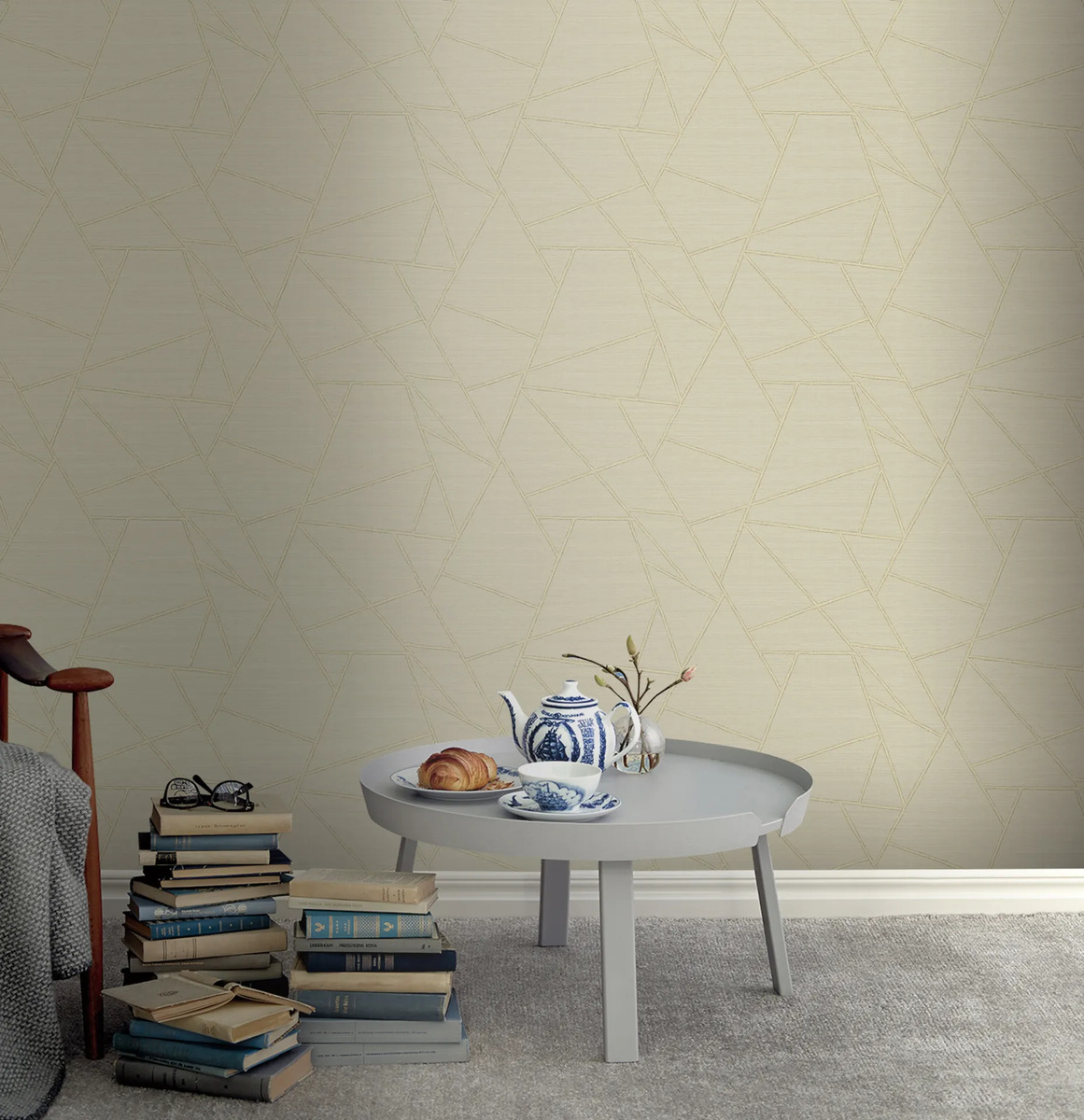 Papel Tapiz Lp260902 5m2 Textura Tela Retazos Triangulos - Image 2