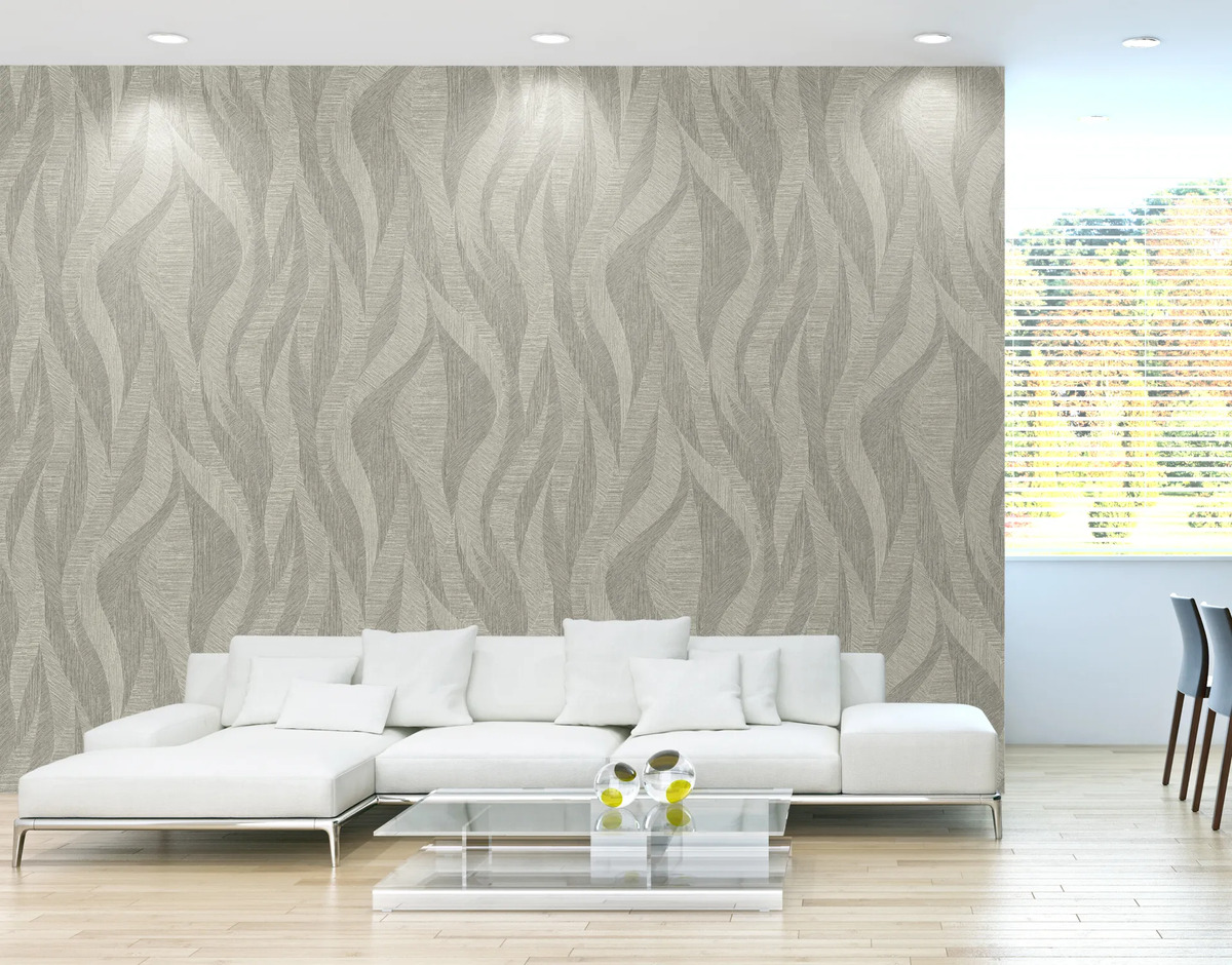 Papel Tapiz Lp261904 5m2 Textura Tela Hojas Caqui Beige - Image 2